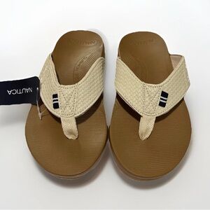 NWT Nautica Women’s Thong Sandals Size‎ 6 Cream Woven Flip-Flop Cushioned Relief